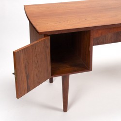 Teakhouten vintage Deens bureau met lades en kastje