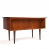 Teak vintage Danish desk with drawers and cabinet