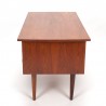 Teak vintage Danish desk with drawers and cabinet