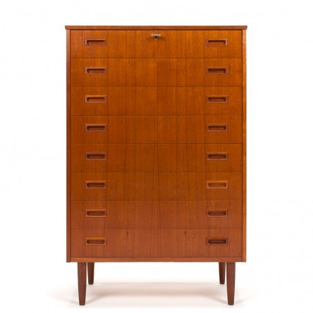 Mid-Century teak vintage Danish chest of drawers with 8 drawers