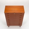 Mid-Century teak vintage Danish chest of drawers with 8 drawers