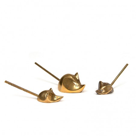 Vintage set of 3 small brass mice