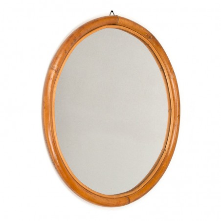 Round model vintage bamboo mirror small model