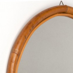 Round model vintage bamboo mirror small model