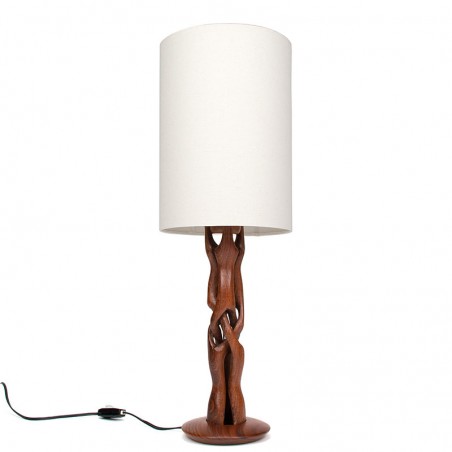 Organically designed vintage teak table lamp