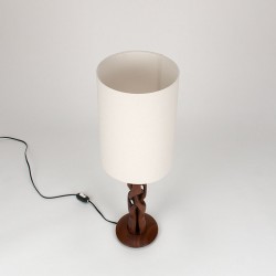 Organically designed vintage teak table lamp