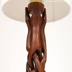 Organically designed vintage teak table lamp