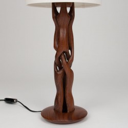 Organically designed vintage teak table lamp