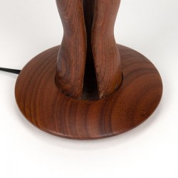 Organically designed vintage teak table lamp