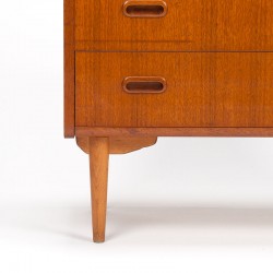 Teak vintage chest of drawers with 4 drawers on oak frame