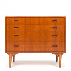 Teak vintage chest of drawers with 4 drawers on oak frame