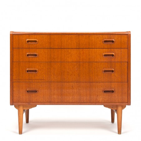 Teak vintage chest of drawers with 4 drawers on oak frame