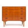 Teak vintage chest of drawers with 4 drawers on oak frame