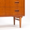 Teak vintage chest of drawers with 4 drawers on oak frame