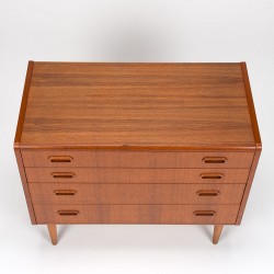 Teak vintage chest of drawers with 4 drawers on oak frame