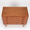 Teak vintage chest of drawers with 4 drawers on oak frame