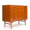 Teak vintage chest of drawers with 4 drawers on oak frame