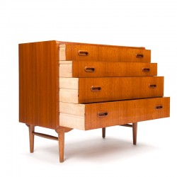 Teak vintage chest of drawers with 4 drawers on oak frame