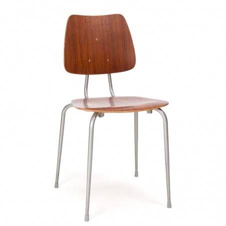 Deense vintage schoolstoel in teak en metaal