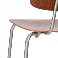 Deense vintage schoolstoel in teak en metaal