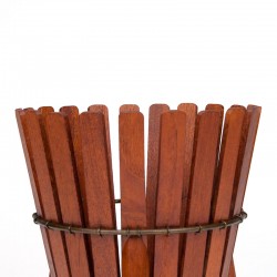 Danish teak vintage planter with brass detail