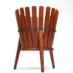 Danish teak vintage planter with brass detail