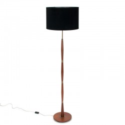 Mid-Century Deense vintage vloerlamp in teak en messing