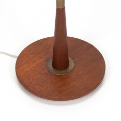 Mid-Century Deense vintage vloerlamp in teak en messing