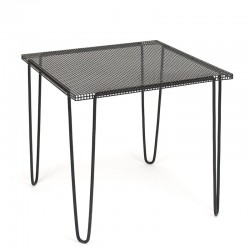 Black perforated metal vintage side table/plant table