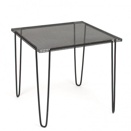 Black perforated metal vintage side table/plant table