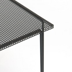 Black perforated metal vintage side table/plant table