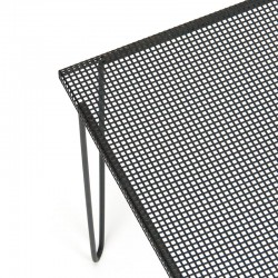 Black perforated metal vintage side table/plant table