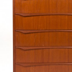 Danish teak chest of drawers, vintage model, with special handle