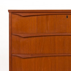 Danish teak chest of drawers, vintage model, with special handle