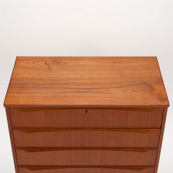 Danish teak chest of drawers, vintage model, with special handle