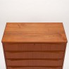 Danish teak chest of drawers, vintage model, with special handle