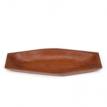 Vintage teak serving dish diamond-shaped