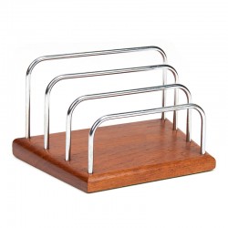 Vintage Danish letter holder in teak and chrome