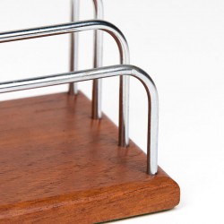 Vintage Danish letter holder in teak and chrome