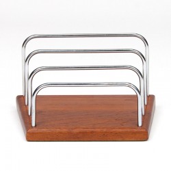 Vintage Danish letter holder in teak and chrome