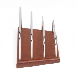 Vintage Danish letter holder in teak and chrome