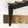 Vintage brass wall coat rack from the sixties