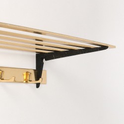 Vintage brass wall coat rack from the sixties