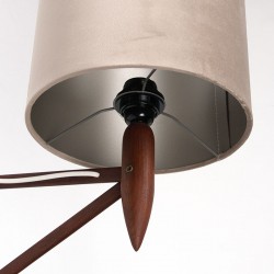 Teakhouten Deense vintage schaarlamp met grijze kap