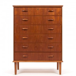 Teak Danish chest of drawers vintage model with 6 drawers