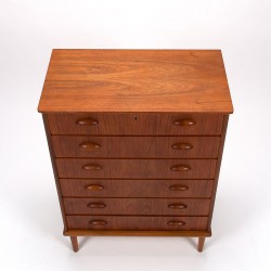 Teak Danish chest of drawers vintage model with 6 drawers