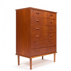 Teak Danish chest of drawers vintage model with 6 drawers