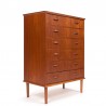 Teakhouten Deense ladekast vintage model met 6 lades