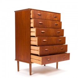 Teak Danish chest of drawers vintage model with 6 drawers