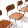 Set of 4 wooden Revolt chairs designed by Friso Kramer